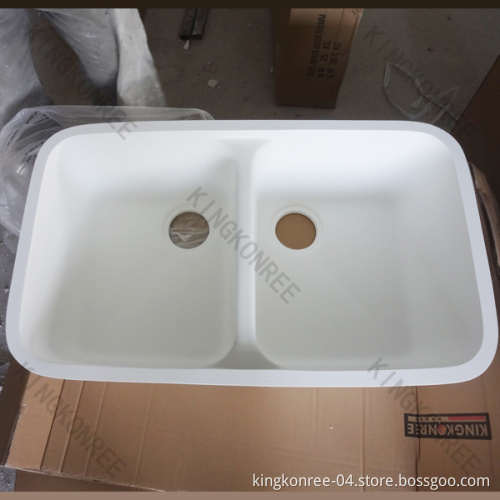 Artificial Stone Solid Surface Double Bowl Undermount Kitchen Sink (KKR-S1408062)
